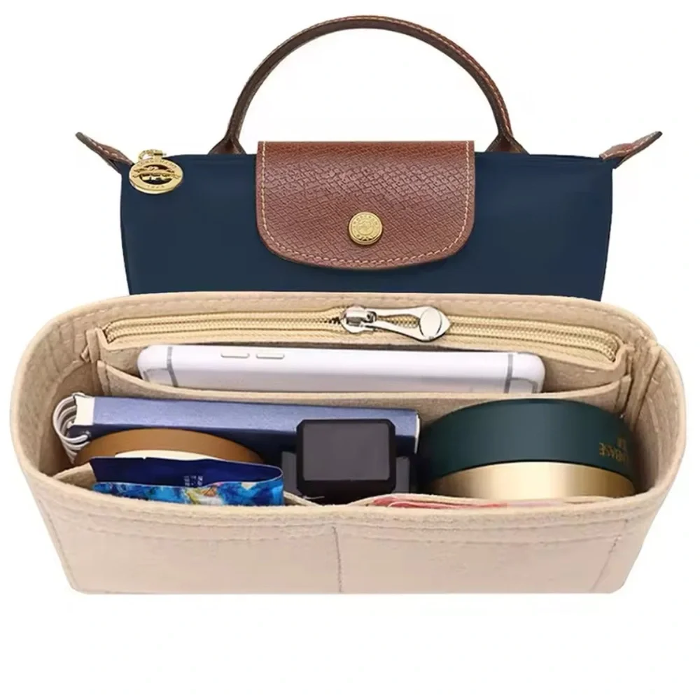 Longchamp Le Pliage Mini Pouch Felt Purse Handbag Bag Insert Organizer